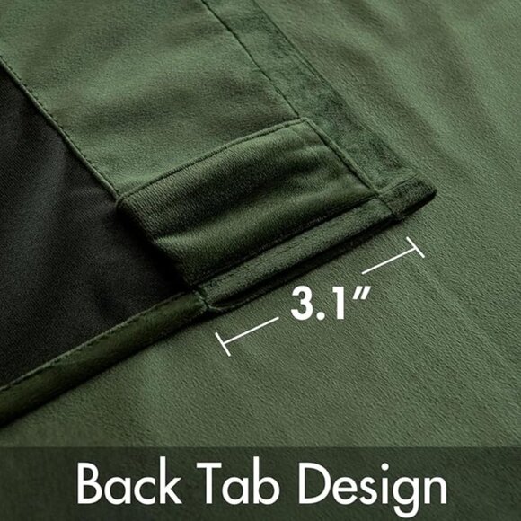 (Set of 3) Luxury Blackout Curtains Olive Green W52 x L84 inches - Picture 6 of 6